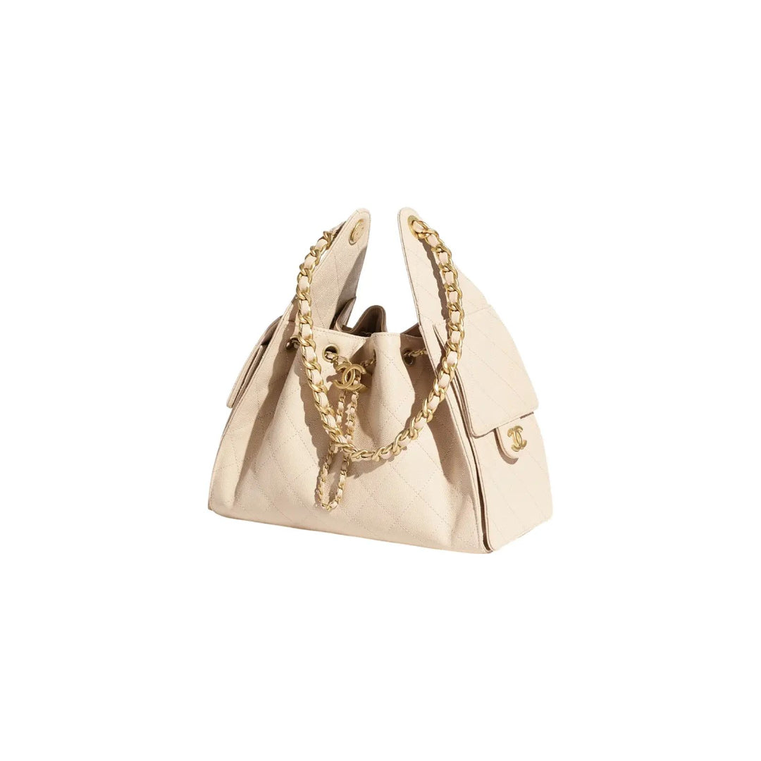 CC Leather Bag - BLACK/ BURGUNDY/ BEIGE